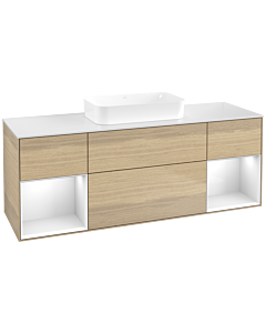 Villeroy und Boch Finion Villeroy und Boch F741GFPC 160x60.3x50.1cm, étagères laqué blanc brillant, Oak Veneer