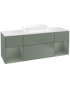 Villeroy und Boch Finion Waschtischunterschrank F741GMGM 160x60,3x50,1cm, Regale Olive matt lacquer, Olive Matt Lacquer