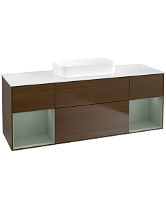 Villeroy und Boch Finion Waschtischunterschrank F741GMGN 160x60,3x50,1cm, Regale Olive matt lacquer, Walnut veneer