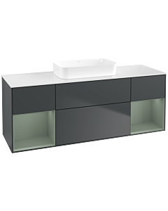 Villeroy und Boch Finion Villeroy und Boch F741GMHG 160x60.3x50.1cm, étagères laqué mat olive, Midnight Blue Matt Lacquer