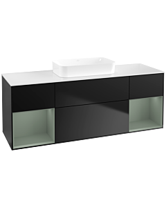 Villeroy und Boch Finion Waschtischunterschrank F741GMPD 160x60,3x50,1cm, Regale Olive matt lacquer, Black matt lacquer