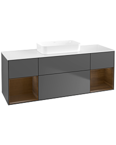 Villeroy und Boch Finion Villeroy und Boch F741GNGK 160x60.3x50.1cm, étagères placage noyer, anthracite mat