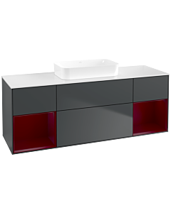 Villeroy und Boch Finion Waschtischunterschrank F741HBHG 160x60,3x50,1cm, Regale Peony matt lacquer, Midnight Blue Matt Lacquer