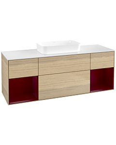 Villeroy und Boch Finion Villeroy und Boch F741HBPC 160x60.3x50.1cm, étagères Peony laqué mat, Oak Veneer