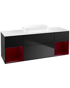 Villeroy und Boch Finion Villeroy und Boch F741HBPD 160x60.3x50.1cm, étagères Peony laqué mat, laqué noir mat