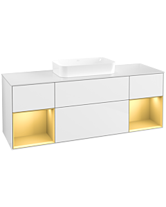 Villeroy und Boch Finion Villeroy und Boch F741HFGF 160x60.3x50.1cm, étagères laqué or mat, laqué blanc brillant