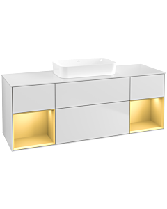 Villeroy und Boch Finion Villeroy und Boch F741HFMT 160x60.3x50.1cm, étagères laqué mat doré, laqué mat blanc