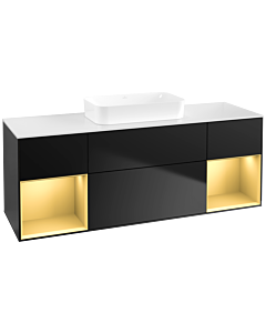 Villeroy und Boch Finion Waschtischunterschrank F741HFPD 160x60,3x50,1cm, Regale Gold matt lacquer, Black matt lacquer