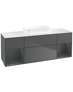 Villeroy und Boch Finion Waschtischunterschrank F741HGGK 160x60,3x50,1cm, Regale Midnight matt lacquer, Anthracite matt