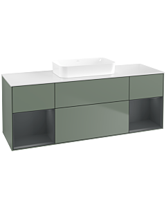 Villeroy und Boch Finion Waschtischunterschrank F741HGGM 160x60,3x50,1cm, Regale Midnight matt lacquer, Olive Matt Lacquer