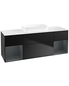 Villeroy und Boch Finion Waschtischunterschrank F741HGPD 160x60,3x50,1cm, Regale Midnight matt lacquer, Black matt lacquer