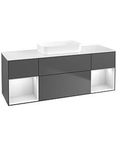 Villeroy und Boch Finion Waschtischunterschrank F741MTGK 160x60,3x50,1cm, Regale White matt lacquer, Anthracite matt