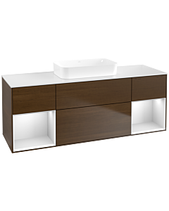 Villeroy und Boch Finion Waschtischunterschrank F741MTGN 160x60,3x50,1cm, Regale White matt lacquer, Walnut veneer