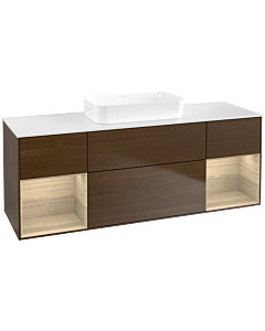Villeroy und Boch Finion Waschtischunterschrank F741PCGN 160x60,3x50,1cm, Regale Oak Veneer, Walnut veneer