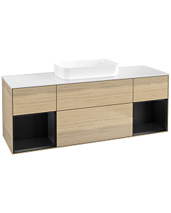 Villeroy und Boch Finion Villeroy und Boch F741PDPC 160x60.3x50.1cm, étagères laqué noir mat, Oak Veneer