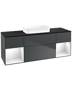 Villeroy und Boch Finion Waschtischunterschrank F742GFHG 160x60,3x50,1cm, Regale Glossy white lacquer, Midnight Blue Matt Lacquer