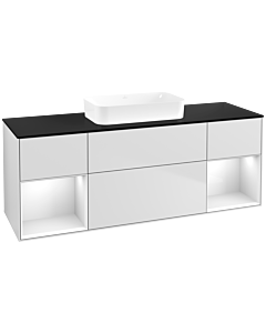Villeroy und Boch Finion Waschtischunterschrank F742GFMT 160x60,3x50,1cm, Regale Glossy white lacquer, White matt lacquer