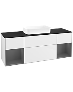 Villeroy und Boch Finion Waschtischunterschrank F742GKGF 160x60,3x50,1cm, Regale Anthracite matt lacquer, Glossy white lacquer