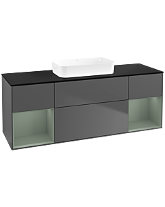 Villeroy und Boch Finion Villeroy und Boch F742GMGK 160x60.3x50.1cm, étagères laqué olive mat, anthracite mat