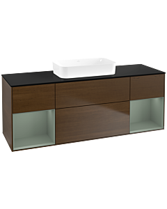 Villeroy und Boch Finion Waschtischunterschrank F742GMGN 160x60,3x50,1cm, Regale Olive matt lacquer, Walnut veneer