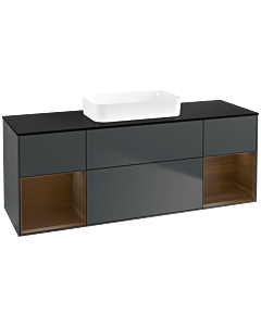 Villeroy und Boch Finion Villeroy und Boch F742GNHG 160x60.3x50.1cm, étagères placage noyer, Midnight Blue Matt Lacquer