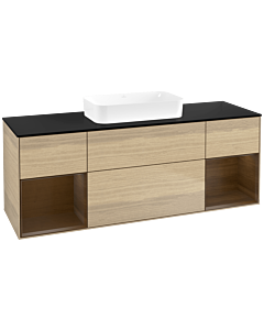 Villeroy und Boch Finion Waschtischunterschrank F742GNPC 160x60,3x50,1cm, Regale Walnut veneer, Oak Veneer