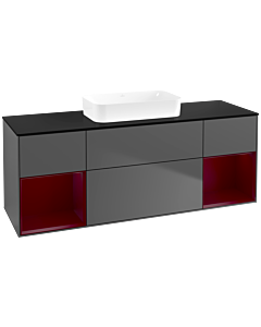 Villeroy und Boch Finion Waschtischunterschrank F742HBGK 160x60,3x50,1cm, Regale Peony matt lacquer, Anthracite matt