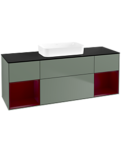 Villeroy und Boch Finion Waschtischunterschrank F742HBGM 160x60,3x50,1cm, Regale Peony matt lacquer, Olive Matt Lacquer