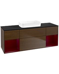 Villeroy und Boch Finion Waschtischunterschrank F742HBGN 160x60,3x50,1cm, Regale Peony matt lacquer, Walnut veneer