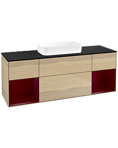 Villeroy und Boch Finion Waschtischunterschrank F742HBPC 160x60,3x50,1cm, Regale Peony matt lacquer, Oak Veneer