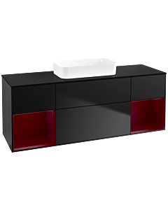 Villeroy und Boch Finion Waschtischunterschrank F742HBPD 160x60,3x50,1cm, Regale Peony matt lacquer, Black matt lacquer