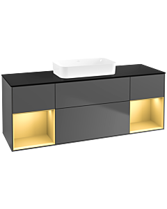 Villeroy und Boch Finion Waschtischunterschrank F742HFGK 160x60,3x50,1cm, Regale Gold matt lacquer, Anthracite matt
