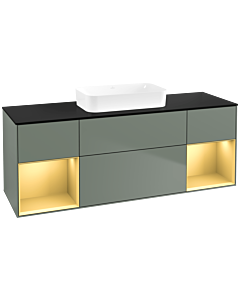 Villeroy und Boch Finion Waschtischunterschrank F742HFGM 160x60,3x50,1cm, Regale Gold matt lacquer, Olive Matt Lacquer