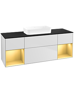 Villeroy und Boch Finion Waschtischunterschrank F742HFMT 160x60,3x50,1cm, Regale Gold matt lacquer, White matt lacquer