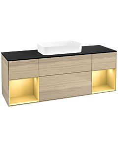 Villeroy und Boch Finion Villeroy und Boch F742HFPC 160x60.3x50.1cm, étagères laqué or mat, Oak Veneer