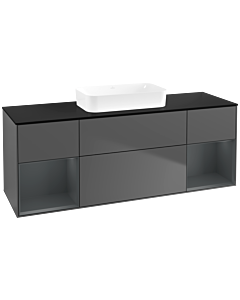 Villeroy und Boch Finion Waschtischunterschrank F742HGGK 160x60,3x50,1cm, Regale Midnight matt lacquer, Anthracite matt