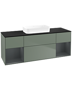 Villeroy und Boch Finion Waschtischunterschrank F742HGGM 160x60,3x50,1cm, Regale Midnight matt lacquer, Olive Matt Lacquer