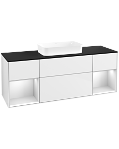 Villeroy und Boch Finion Waschtischunterschrank F742MTGF 160x60,3x50,1cm, Regale White matt lacquer, Glossy white lacquer