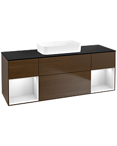 Villeroy und Boch Finion Waschtischunterschrank F742MTGN 160x60,3x50,1cm, Regale White matt lacquer, Walnut veneer