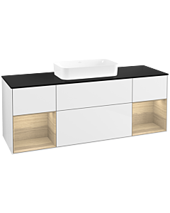 Villeroy und Boch Finion Waschtischunterschrank F742PCGF 160x60,3x50,1cm, Regale Oak Veneer, Glossy white lacquer