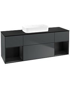 Villeroy und Boch Finion Waschtischunterschrank F742PDHG 160x60,3x50,1cm, Regale Black matt lacquer, Midnight Blue Matt Lacquer