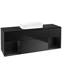 Villeroy und Boch Finion Waschtischunterschrank F742PDPD 160x60,3x50,1cm, Regale Black matt lacquer, Black matt lacquer