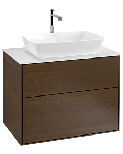 Villeroy und Boch Finion Waschtischunterschrank F75100GN 80x60,3cm, Abdeckplatte white matt, Walnut veneer