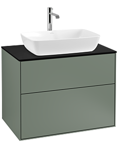 Villeroy und Boch Finion Waschtischunterschrank F75200GM 80x60,3cm, Abdeckplatte black matt, Olive Matt Lacquer
