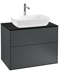 Villeroy und Boch Finion Waschtischunterschrank F75200HG 80x60,3cm, Abdeckplatte black matt, Midnight Blue Matt Lacquer