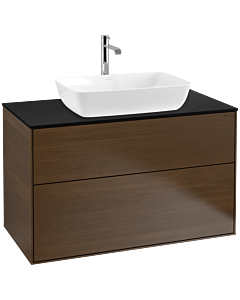 Villeroy und Boch Finion Villeroy und Boch F76200GN 100x60,3cm, plaque de finition noir mat, placage noyer