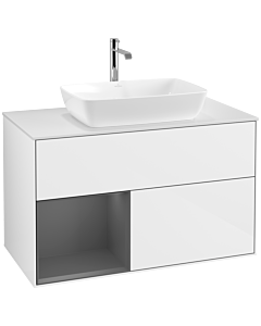 Villeroy und Boch Finion Villeroy und Boch Finion F771GKGF 100cm, cover plate white matt, shelves anthracite matt lacquer, glossy white lacquer