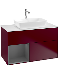 Villeroy und Boch Finion Villeroy und Boch F771GKHB 100cm, plaque de finition blanc mat, étagères laqué mat anthracite, Peony Matt