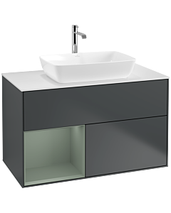 Villeroy und Boch Finion Villeroy und Boch Finion F771GMHG 100cm, cover plate white matt, shelves olive matt lacquer, midnight Blue Matt Lacquer