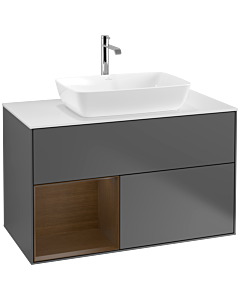 Villeroy und Boch Finion Villeroy und Boch Finion F771GNGK 100cm, cover plate white matt, shelves Walnut Veneer , anthracite matt